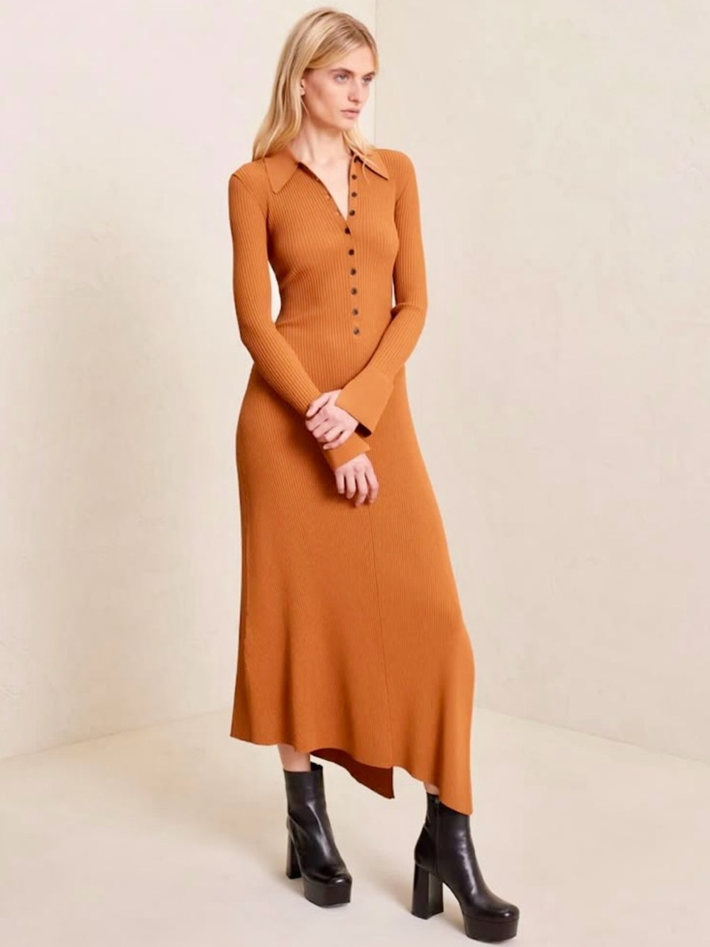 A.L.C. RIBBED KNIT MAXI DRESS
